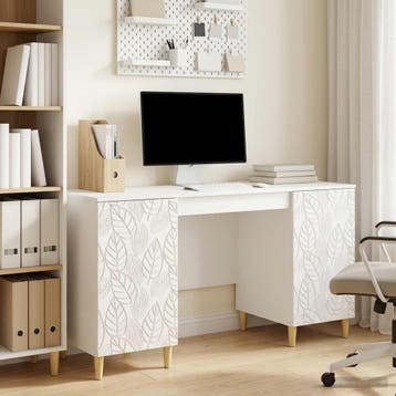 vidaXL Bureau Hoogglans Wit 142,5 x 50 x 75 cm Bewerkt hout, Verzenden, Nieuw