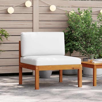 vidaXL Tuinbank midden met kussens acaciahout & touw, Verzenden, Nieuw, Hout