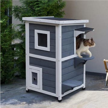 2-laags Houten Kattenhuis –Met Trap, Deuren en Weerbestendig, Verzenden, Nieuw