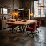 Boomstamtafel Suarhout V-poot zwart, Huis en Inrichting, Tafels | Eettafels, Ophalen of Verzenden, Nieuw