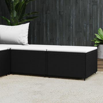 vidaXL Voetensteunen 2 st met kussen poly rattan zwart, Verzenden, Nieuw, 2 zitplaatsen
