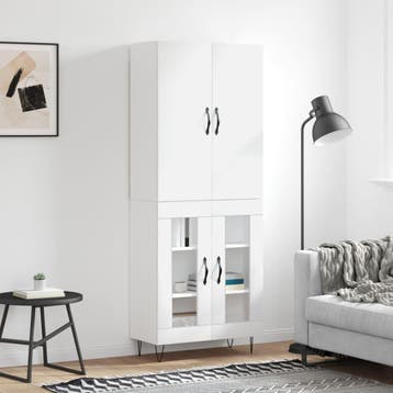 vidaXL buffetkast 69,5x34x180 cm bewerkt hout wit, Verzenden, 150 tot 200 cm, Nieuw, Minder dan 100 cm
