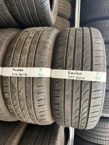 225-50-17 Radar Zomerbanden 5mm Incl Montage 225 50 17, Ophalen, Gebruikt, 17 inch, Band(en)