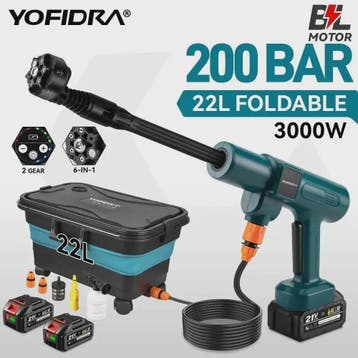 YOFIDRA 6-in-1 Hogedrukreiniger 200 Bar - Krachtige Borstell, Verzenden, Nieuw
