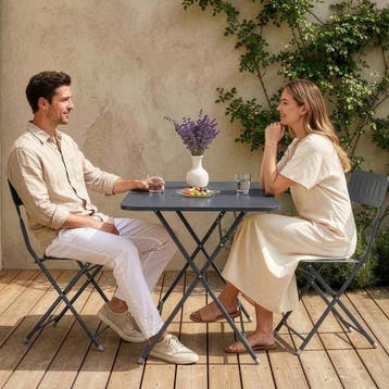 Klaptafel Sande tuintafel metaal vierkant 71x110x70 cm zwart, Verzenden, Nieuw