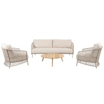 Puccini stoel bank loungeset 4 delig rope latte 4 Seasons, Tuin en Terras, Tuinsets en Loungesets, Ophalen of Verzenden, Nieuw
