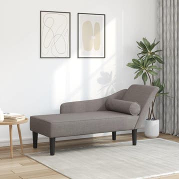 vidaXL Chaise longue met kussens stof taupe, Huis en Inrichting, Verzenden, Nieuw