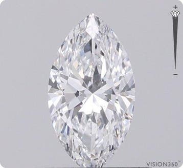 1 pcs Diamant (Natuurlijk) - 0.50 ct - Markies - D, Nieuw