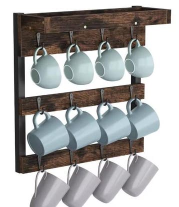 Wandgemonteerde Houten Koffiemokhouder – 12 Haken, Huis en Inrichting, Kasten | Wandmeubels, Verzenden, Nieuw