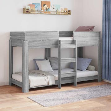 vidaXL Bunk Bed voor Kinderen Grijs Sonoma 75 x 190 cm, Eenpersoons, Verzenden, Nieuw, Grijs