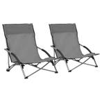 Strandstoelen 2 st inklapbaar stof grijs, Tuin en Terras, Tuinstoelen, Verzenden, Nieuw