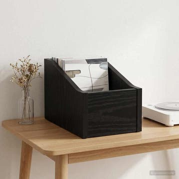 vidaXL LP Recorddoos Zwart eiken 18 x 32 x 18 cm Bewerkt, Verzenden, Nieuw