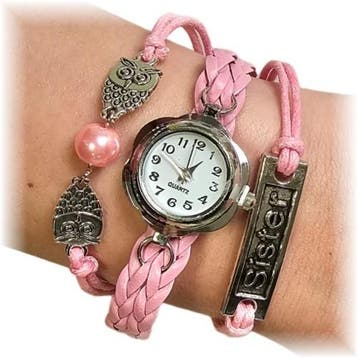 Fako - Armband Horloge - Multi Uiltjes Sister - Roze, Verzenden, Nieuw