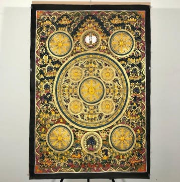130x89 cm - Large Painting of Tibetan Tradition - Thangka,