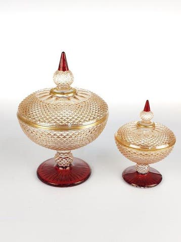 Secoloventesimo - Koekjesdoos (2) - Glas, Emaille - Tweeling