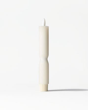 HEMA Led huishoudkaars 2.3x20cm ribbel ivoor, Verzenden, Nieuw