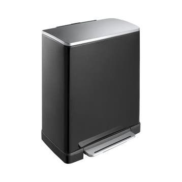 EKO E-Cube recycling pedaalemmer 28+18 ltr - Zwart/Mat RVS, Verzenden, Nieuw