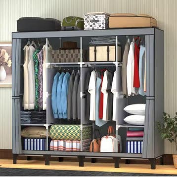 Opvouwbare canvas kledingkast met metalen frame en vakken, Huis en Inrichting, Kasten | Kledingkasten, Verzenden, Nieuw