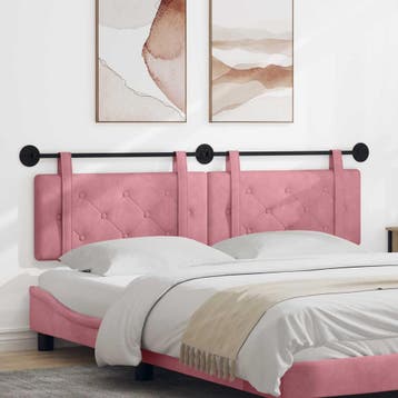 vidaXL Hangend hoofdbord Roze Fluweel, Verzenden, Nieuw, Stof