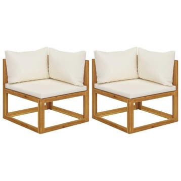 vidaXL Hoekbanken 2 st met crèmekleurige kussens massief, Verzenden, Nieuw, Hardhout
