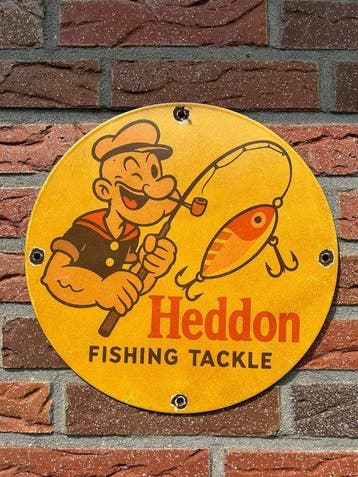 Heddon Fishing Tackle emaille reclamebord – Popeye visser