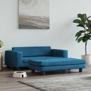 vidaXL Hondenmand met verlengstuk 100x50x30 cm fluweel blauw, Verzenden, Nieuw