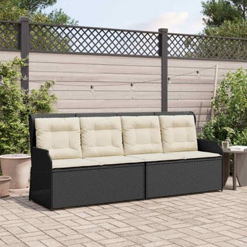 vidaXL Tuinbank Zwart en Cream Wit poly rattan, Verzenden, Nieuw, Rotan