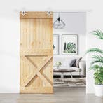 vidaXL Schuifdeur Natuurlijk en Wit 85 x 210 cm Massief, Doe-het-zelf en Verbouw, Deuren en Horren, Verzenden, Nieuw
