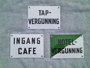 Emaille Borden Tap Vergunning, Ingang Cafe, Hotel Vergunning