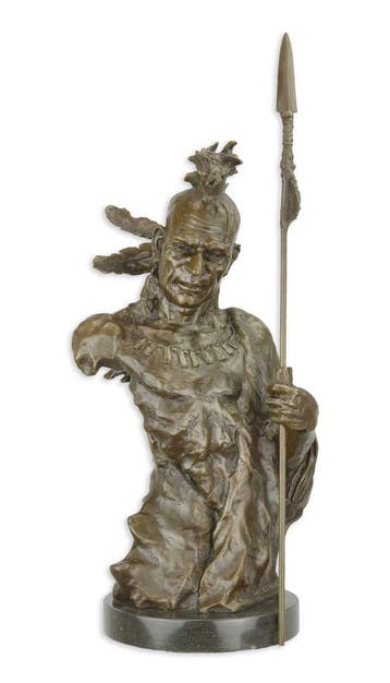 BRONZEN BEELD VAN EEN TORSO VAN EEN INDIAANSE KRIJGER, Verzenden, Nieuw