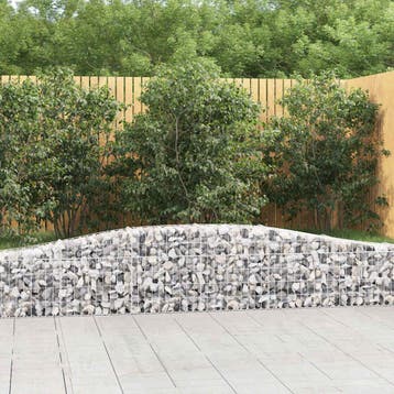 vidaXL Schanskorf gewelfd 400x30x40/60 cm gegalvaniseerd, Tuin en Terras, Bloembakken en Plantenbakken, 100 cm of meer, Verzenden