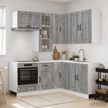 vidaXL Keukenblok KALMAR 8 st Grijs Sonoma Bewerkt hout, Huis en Inrichting, Verzenden, Nieuw, Grijs