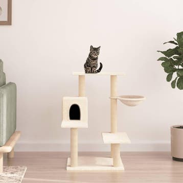vidaXL Kattenmeubel met sisal krabpalen 82,5 cm crèmekleurig, Dieren en Toebehoren, Verzenden, Nieuw