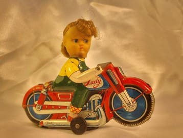 HAJI - Blikken speelgoed - Friction girl motorcycle (lady)