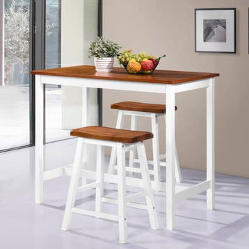 vidaXL 3-delige Bartafel en -krukkenset massief hout, Verzenden, Nieuw