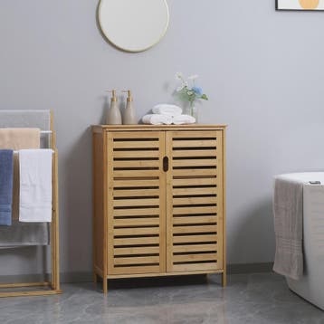 Bamboo Badkamerkast met 3 Niveaus en Dubbele Lameldeuren - 6, Huis en Inrichting, Badkamer | Badkamermeubels, Verzenden, Nieuw