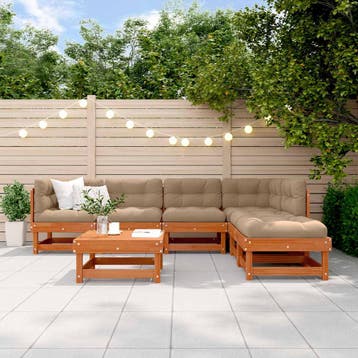 vidaXL Tuin loungeset 7 st Wasbruin Massief grenenhout, Verzenden, Nieuw, 7 zitplaatsen, Loungeset