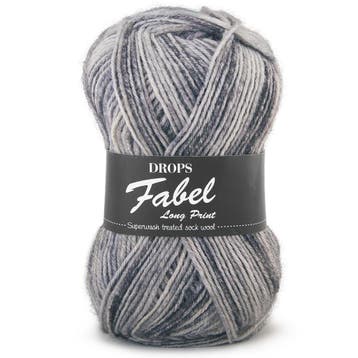 DROPS Fabel Long Print - 602 silver fox - Wol Garen, Hobby en Vrije tijd, Ophalen of Verzenden, Nieuw