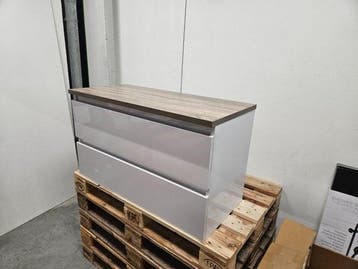 Badmeubel 100 x 46 cm glans wit met houten topblad, Ophalen of Verzenden, Nieuw, Bad