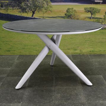 New Valley dining tuintafel rond 120 cm wit keramiek, Ophalen of Verzenden, Nieuw