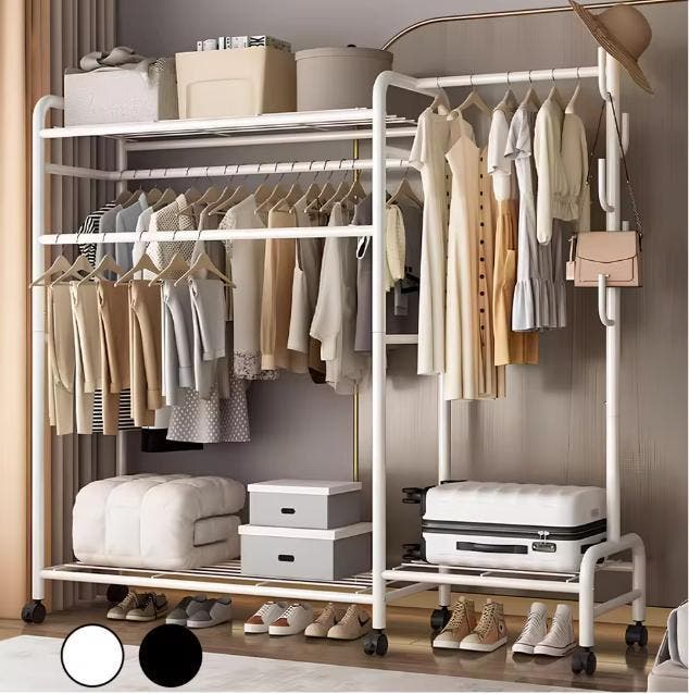 Dubbel Kledingrek op Wielen – Kapstok met Legplanken 150 cm, Kleding | Dames, Kledingrekken, Nieuw, Verzenden