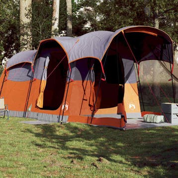 vidaXL Tunneltent 8-persoons waterdicht grijs en oranje, Caravans en Kamperen, Verzenden, Nieuw, Tot en met 2