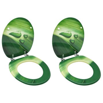vidaXL Toiletbrillen met deksel 2 st waterdruppel MDF groen, Doe-het-zelf en Verbouw, Sanitair, Verzenden, Nieuw