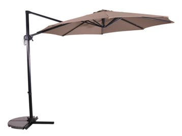 Zweefparasol Libra Taupe Ø300cm inclusief kruisvoet & hoes, Ophalen of Verzenden, Nieuw