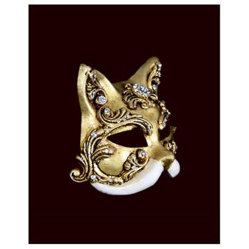 Luxueus masker baroque kat wit - Venetiaanse maskers, Verzenden, Nieuw