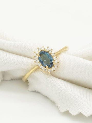 Ring - 18 karaat Geel goud Saffier - Diamant, Nieuw