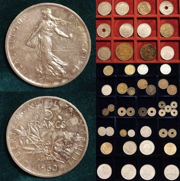Frankrijk. 5 FRANCS (ARGENTO) + Lotto di 49 monete (Zonder, Postzegels en Munten