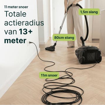 Stofzuiger met herbruikbare Zak - Snoerlengte 11 meter, Witgoed en Apparatuur, Stofzuigers, Verzenden, Zo goed als nieuw