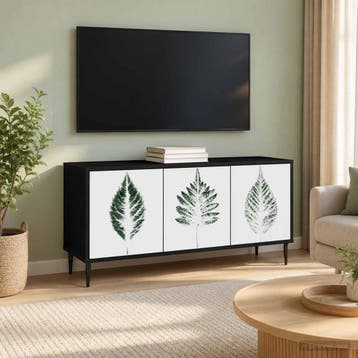 vidaXL Tv-meubel HANAU 102 x 33 x 51 cm Zwart eiken Bewerkt, Minder dan 50 cm, Verzenden, Nieuw, Minder dan 100 cm
