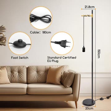 Vloerlamp - Staande lamp - Industriëel - 150 cm - Wit - Aigo, Huis en Inrichting, Verzenden, Zo goed als nieuw